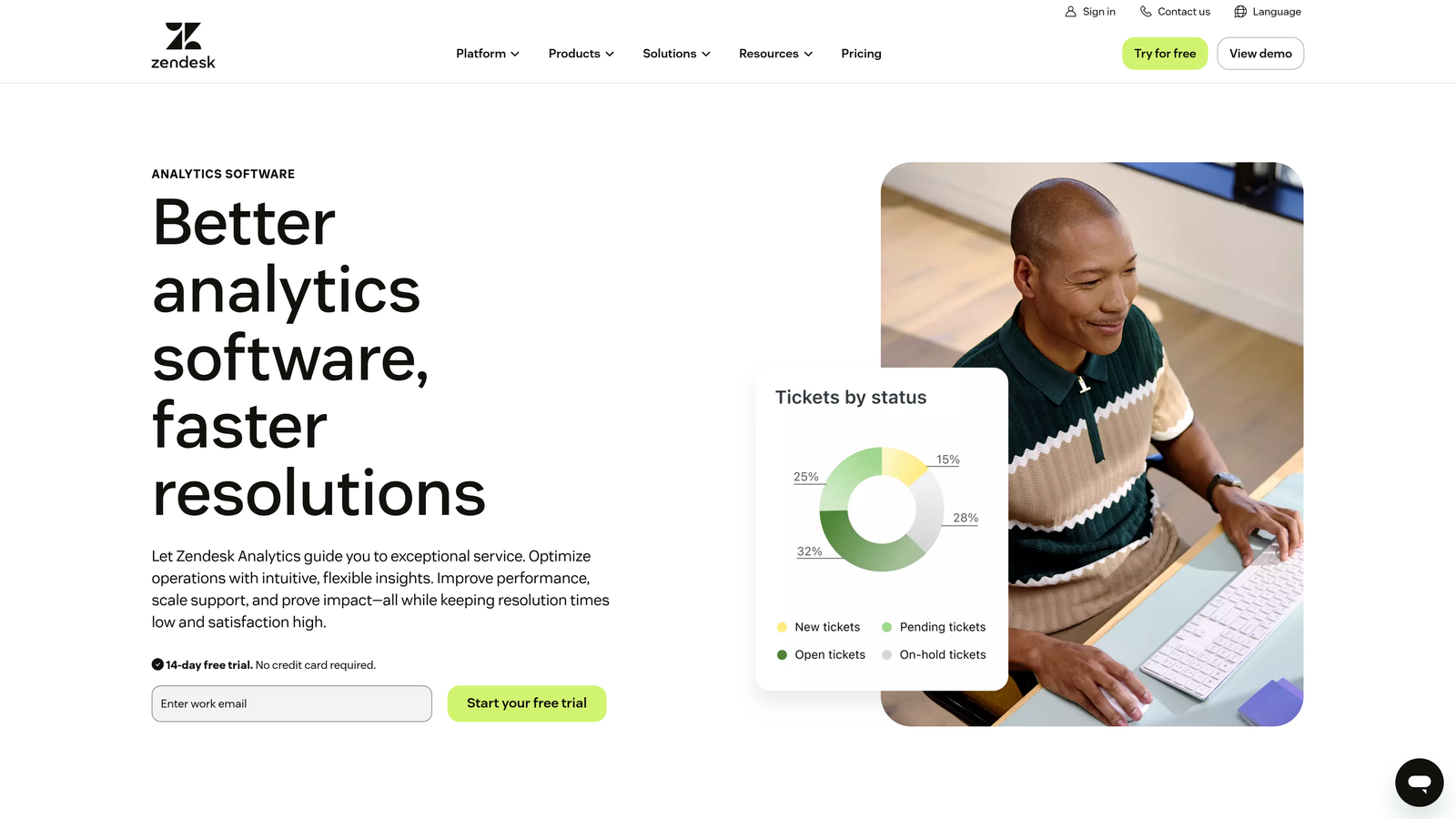 Screenshot of Zendesk Explore website