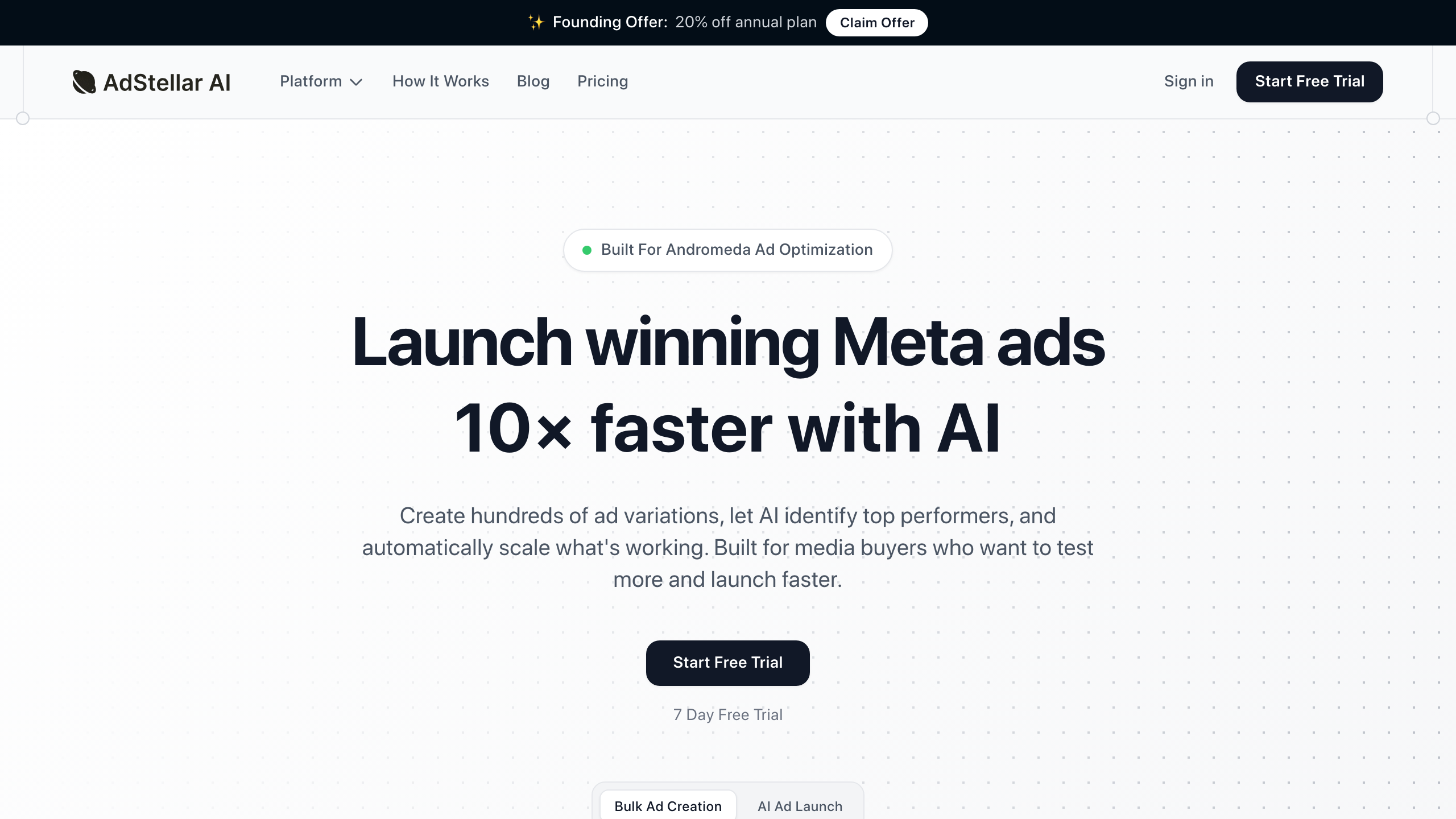 Screenshot of Adstellar website homepage