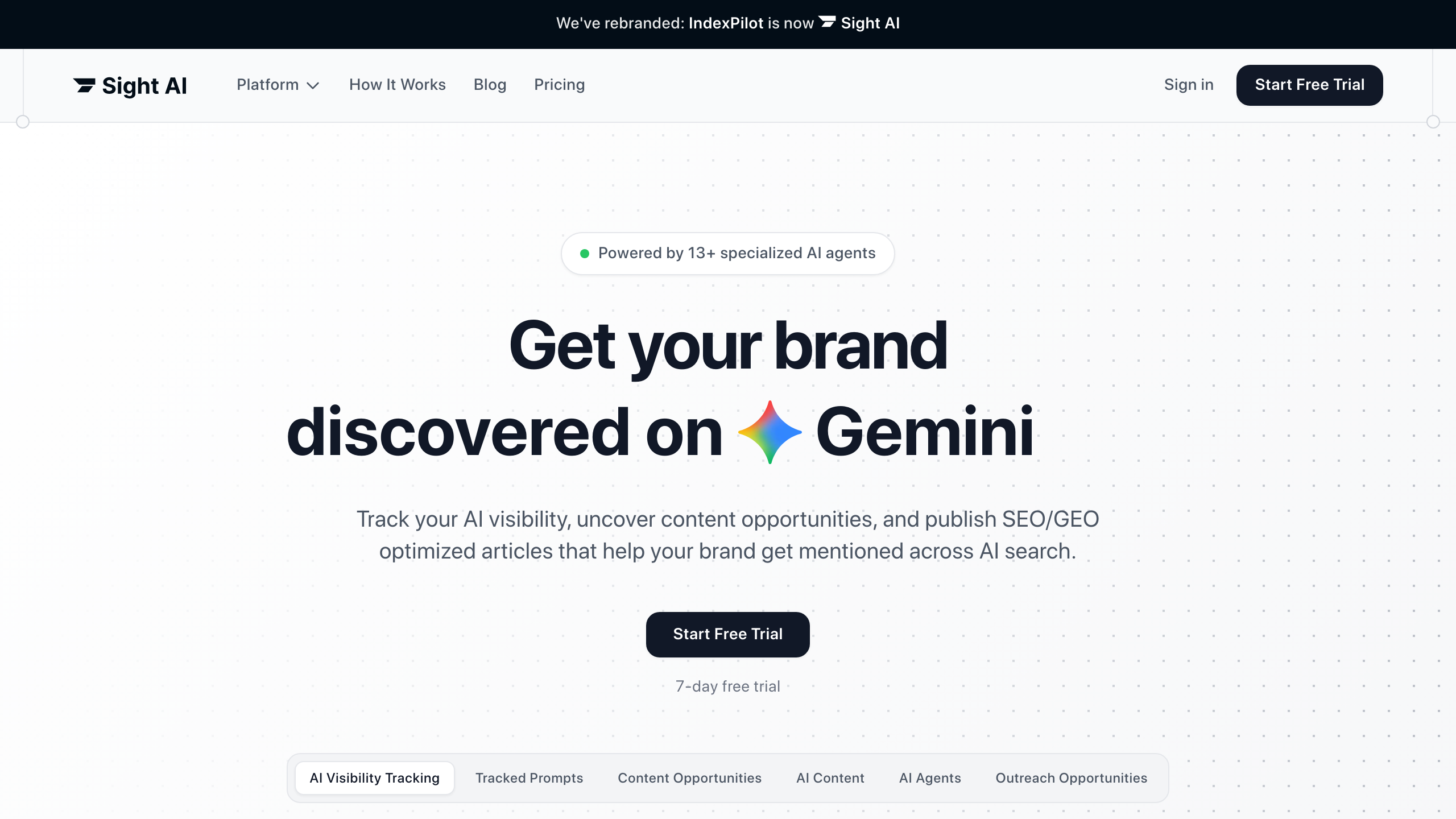 Screenshot of Trysight website homepage