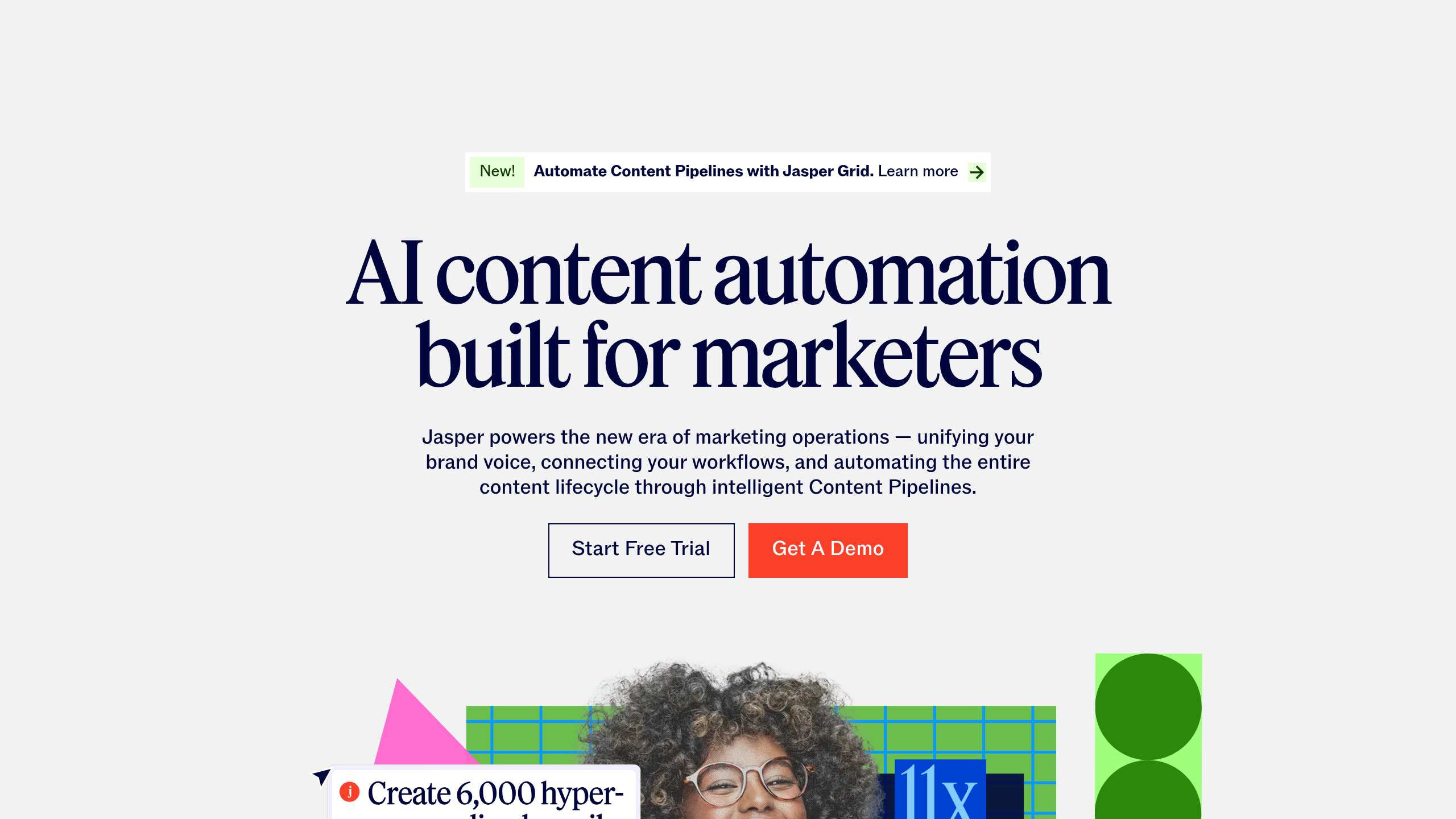 Screenshot of Jasper website homepage